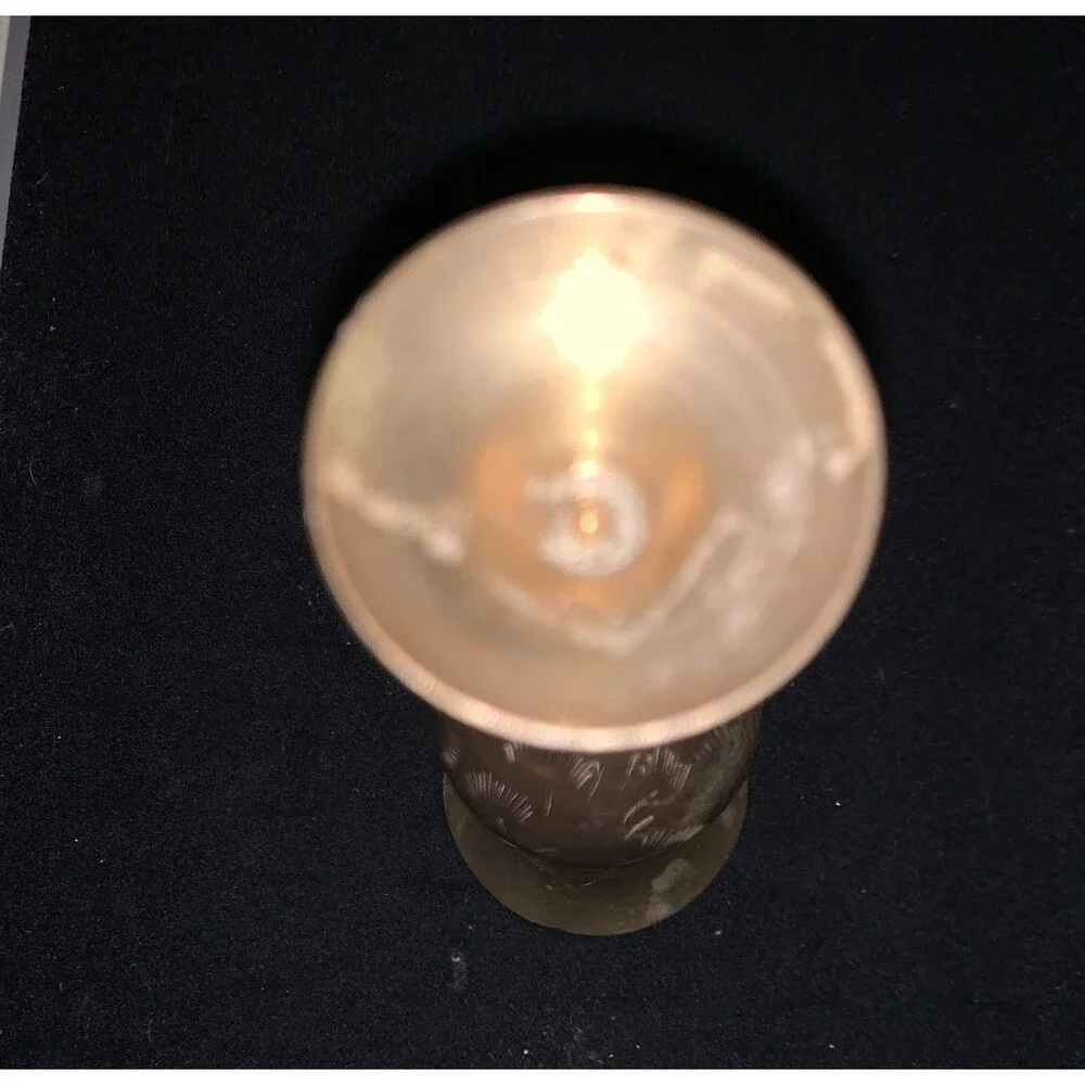 Vintage Solid Brass Small Vase 6 Inch - Etched
